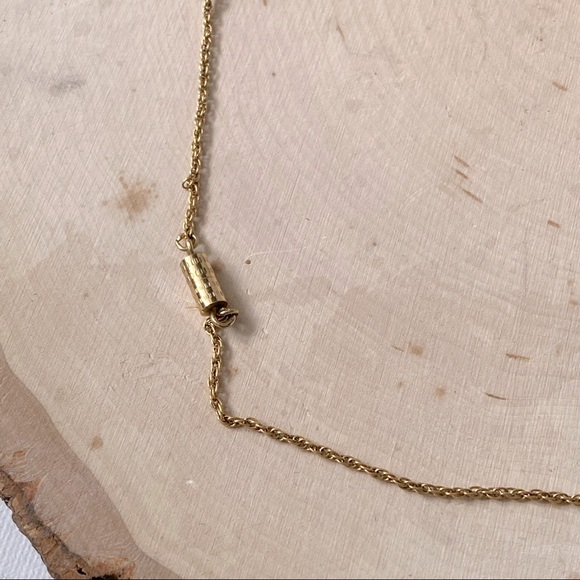 Vintage- ‘70s Gilt Filigree Cross w/ Porcelain Bisque Rose Necklace - Picture 6 of 10